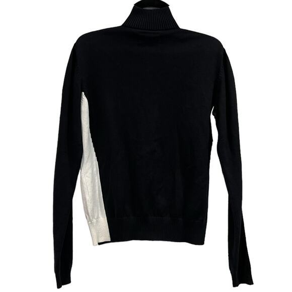Sport Haley Pebble Beach Black White Zipup sweater Woman Medium 100% PIMA Cotton - Picture 2 of 9